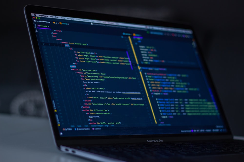 Écran de code d'une application sur mesure